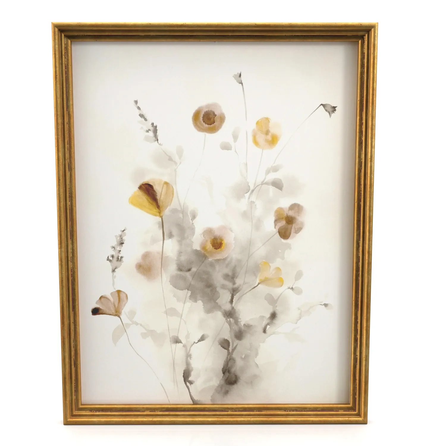 Poppies Watercolor Wall Art PBR 3D Model_04